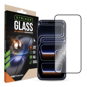 Striker D3O Xtreme Impact Glass Screen Protector - Black Frame - Apple Iphone 16 Pro Max/17 Pro Max