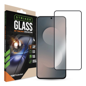 Striker D3O Xtreme Impact Glass Screen Protector - Black Frame - Samsung Galaxy S25 Fe