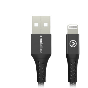 Mobilize Strong Nylon Cable Usb To Apple Mfi Lightning 20Cm. 12W Black