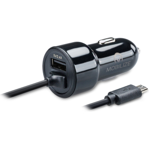 Mobilize Car Charger Usb + Micro Usb 24W 1M. Black