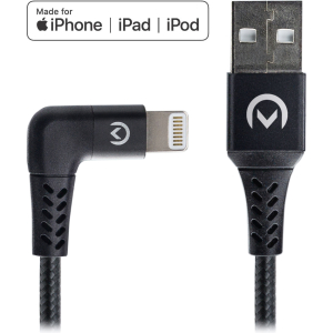Mobilize Strong Nylon 90° Cable Apple Mfi Lightning 1.5M. 12W Black