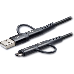 Mobilize Strong Nylon Cable 4In1 Usb, Usb-C To Micro Usb, Usb-C 1.5M Black
