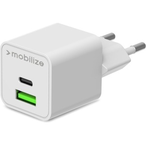 Mobilize Wall Charger Usb-C + Usb Gan 30W With Pd/Pps White
